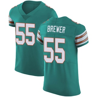 Elite Aaron Brewer Men's Miami Dolphins Aqua Alternate Vapor Untouchable Jersey - Green