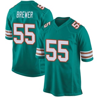 Game Aaron Brewer Men's Miami Dolphins Alternate Jersey - Aqua