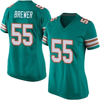 Game Aaron Brewer Women's Miami Dolphins Alternate Jersey - Aqua