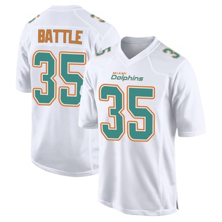 Game Miles Battle Men's Miami Dolphins Fashion Jersey - White