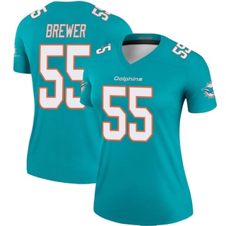 Legend Aaron Brewer Women's Miami Dolphins Jersey - Aqua