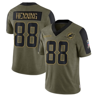 Limited AJ Henning Youth Miami Dolphins 2021 Salute To Service Jersey - Olive