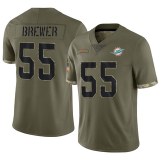 Limited Aaron Brewer Men's Miami Dolphins 2022 Salute To Service Jersey - Olive