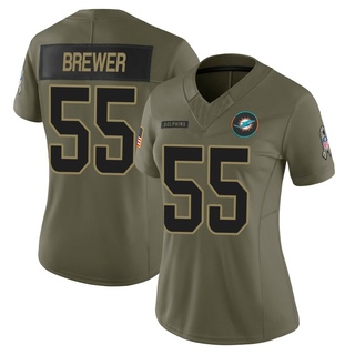 Limited Aaron Brewer Women's Miami Dolphins 2025 Salute to Service Jersey - Olive