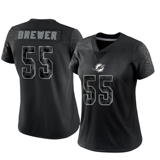 Limited Aaron Brewer Women's Miami Dolphins Reflective Jersey - Black