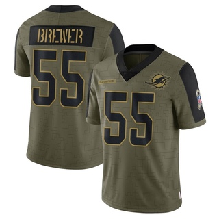 Limited Aaron Brewer Youth Miami Dolphins 2021 Salute To Service Jersey - Olive
