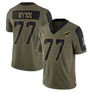 Limited Isaiah Wynn Men's Miami Dolphins 2021 Salute To Service Jersey - Olive
