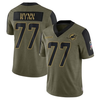 Limited Isaiah Wynn Youth Miami Dolphins 2021 Salute To Service Jersey - Olive