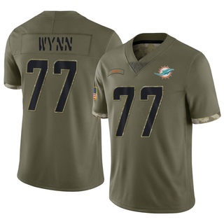 Limited Isaiah Wynn Youth Miami Dolphins 2022 Salute To Service Jersey - Olive