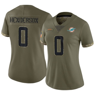 Limited Jack Henderson Women's Miami Dolphins 2022 Salute To Service Jersey - Olive