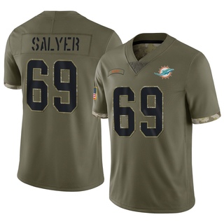 Limited Jamaree Salyer Men's Miami Dolphins 2022 Salute To Service Jersey - Olive