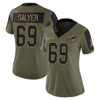 Limited Jamaree Salyer Women's Miami Dolphins 2021 Salute To Service Jersey - Olive