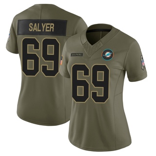 Limited Jamaree Salyer Women's Miami Dolphins 2025 Salute to Service Jersey - Olive