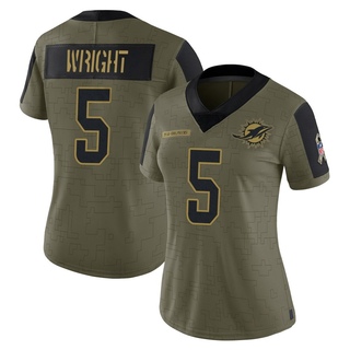 Limited Jaylen Wright Women's Miami Dolphins 2021 Salute To Service Jersey - Olive