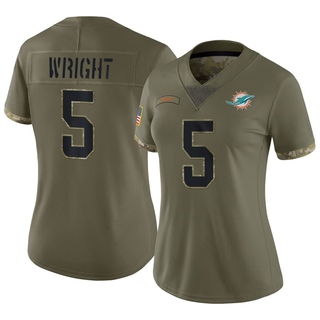 Limited Jaylen Wright Women's Miami Dolphins 2022 Salute To Service Jersey - Olive