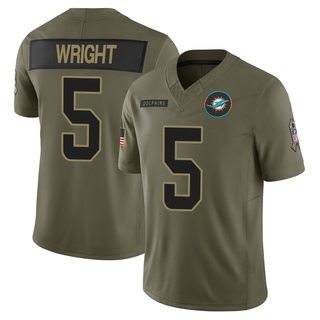 Limited Jaylen Wright Youth Miami Dolphins 2025 Salute to Service Jersey - Olive