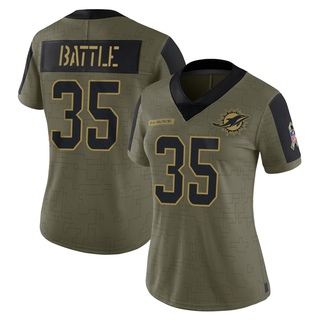 Limited Miles Battle Women's Miami Dolphins 2021 Salute To Service Jersey - Olive