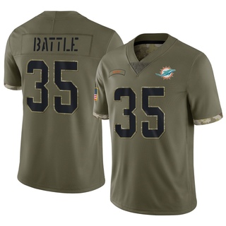 Limited Miles Battle Youth Miami Dolphins 2022 Salute To Service Jersey - Olive