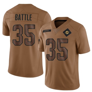 Limited Miles Battle Youth Miami Dolphins 2023 Salute To Service Jersey - Brown
